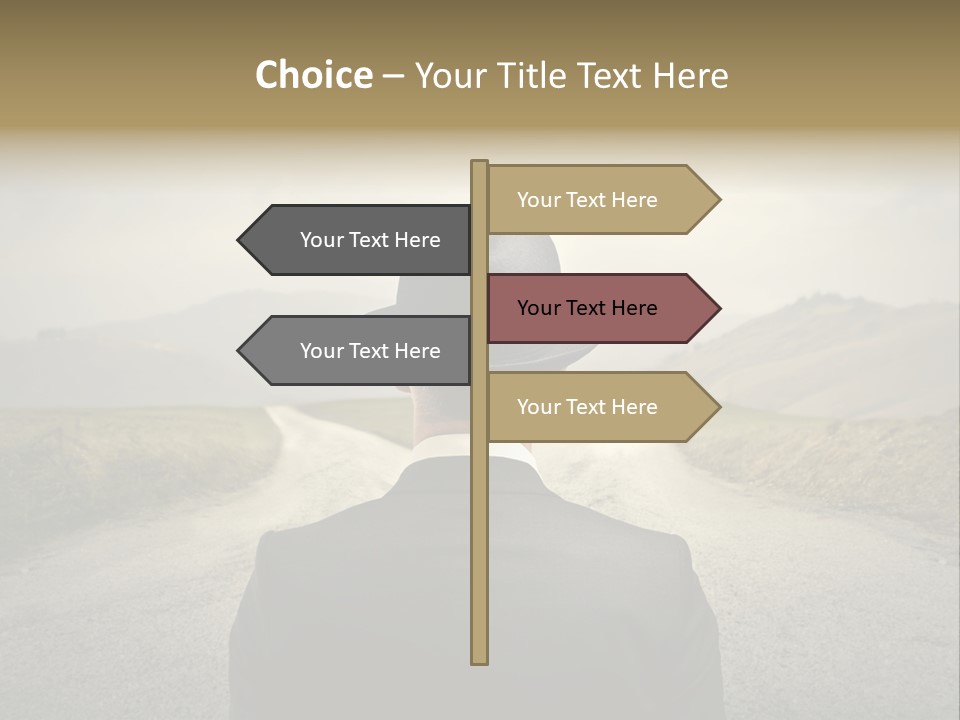 A Man In A Suit And Hat Looking At A Road PowerPoint Template