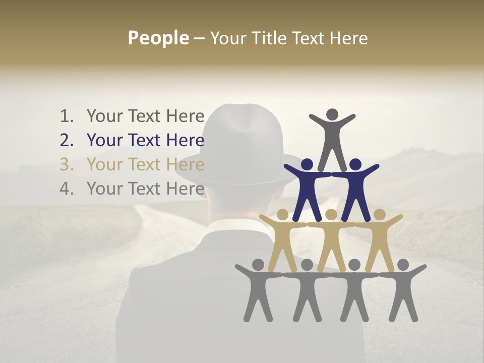 A Man In A Suit And Hat Looking At A Road PowerPoint Template