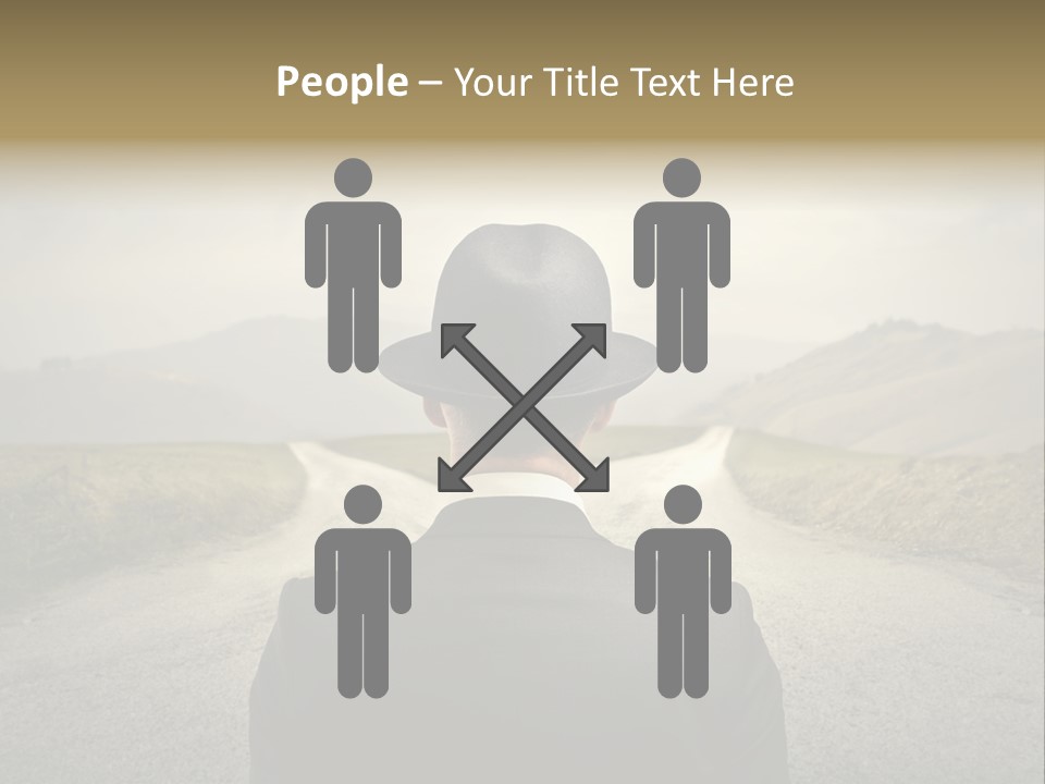 A Man In A Suit And Hat Looking At A Road PowerPoint Template