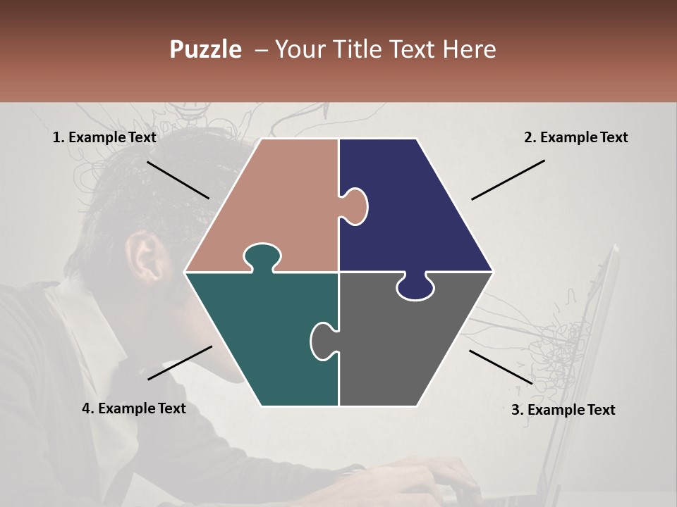 A Man Sitting At A Desk With A Laptop In Front Of His Head PowerPoint Template