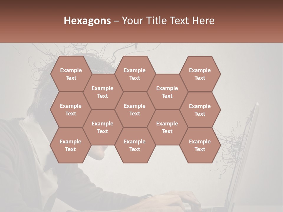 A Man Sitting At A Desk With A Laptop In Front Of His Head PowerPoint Template
