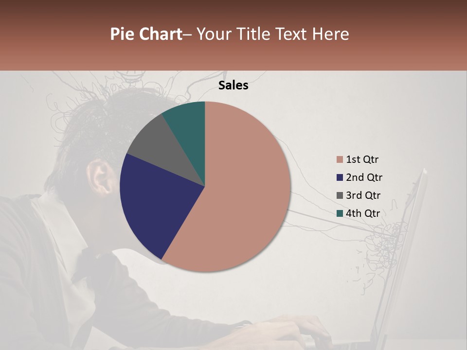 A Man Sitting At A Desk With A Laptop In Front Of His Head PowerPoint Template