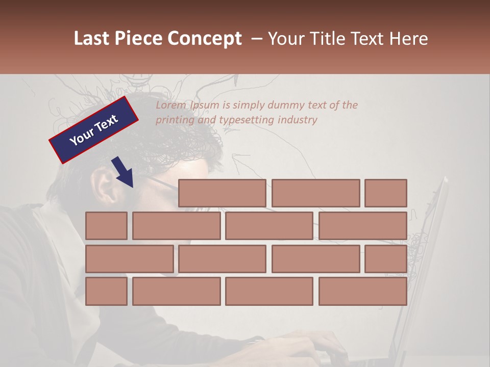 A Man Sitting At A Desk With A Laptop In Front Of His Head PowerPoint Template