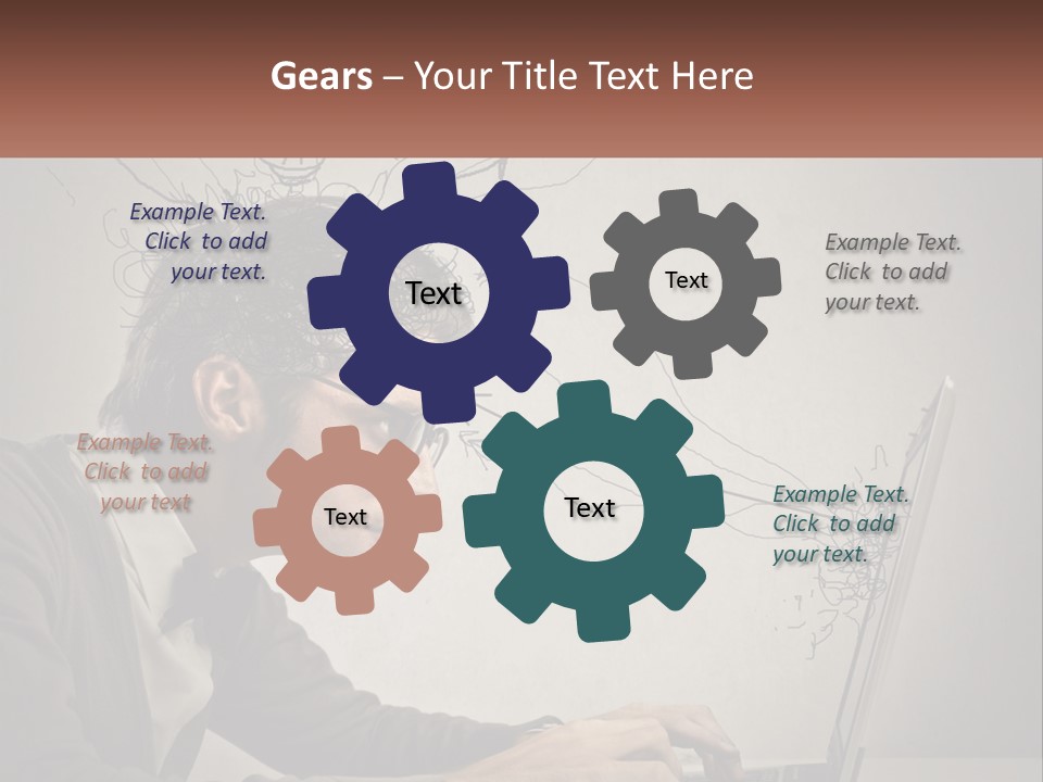 A Man Sitting At A Desk With A Laptop In Front Of His Head PowerPoint Template