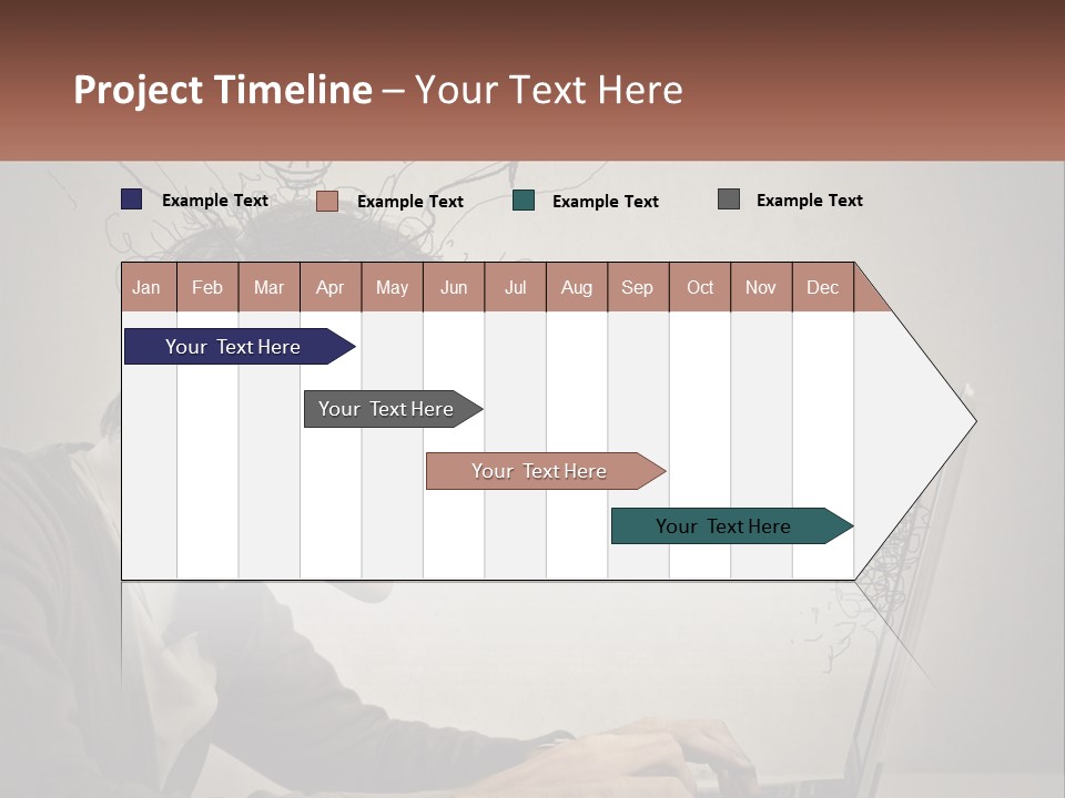 A Man Sitting At A Desk With A Laptop In Front Of His Head PowerPoint Template