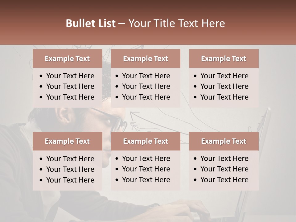 A Man Sitting At A Desk With A Laptop In Front Of His Head PowerPoint Template