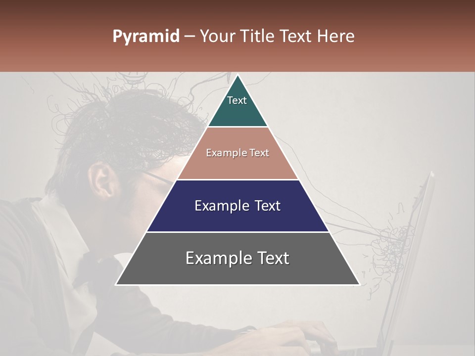 A Man Sitting At A Desk With A Laptop In Front Of His Head PowerPoint Template