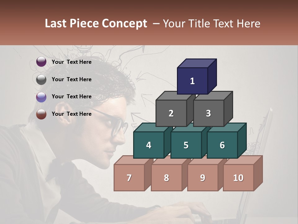 A Man Sitting At A Desk With A Laptop In Front Of His Head PowerPoint Template