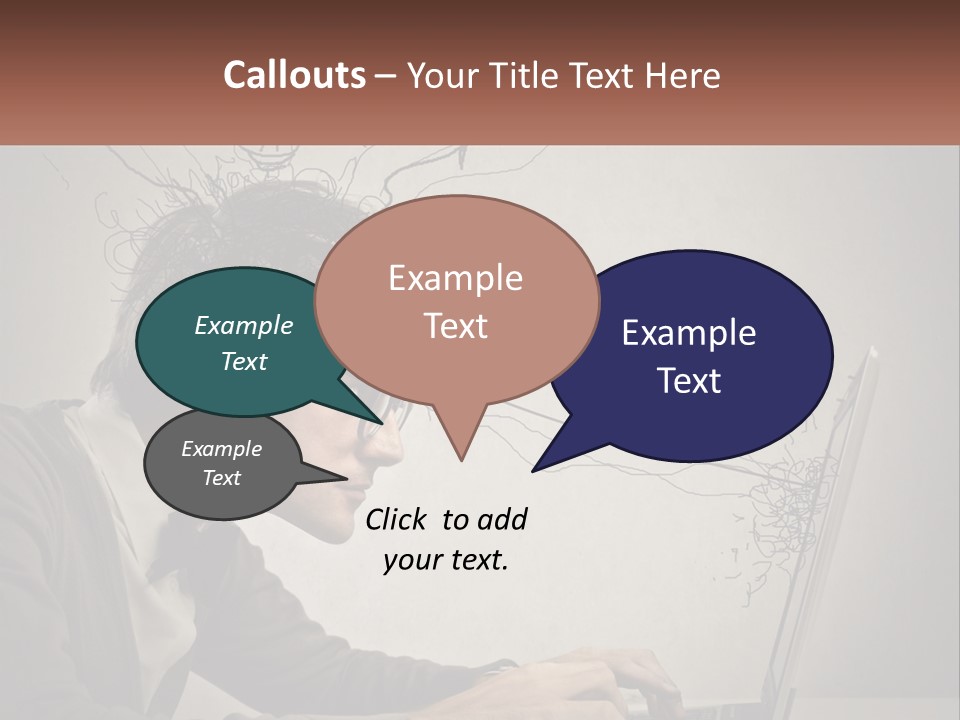 A Man Sitting At A Desk With A Laptop In Front Of His Head PowerPoint Template