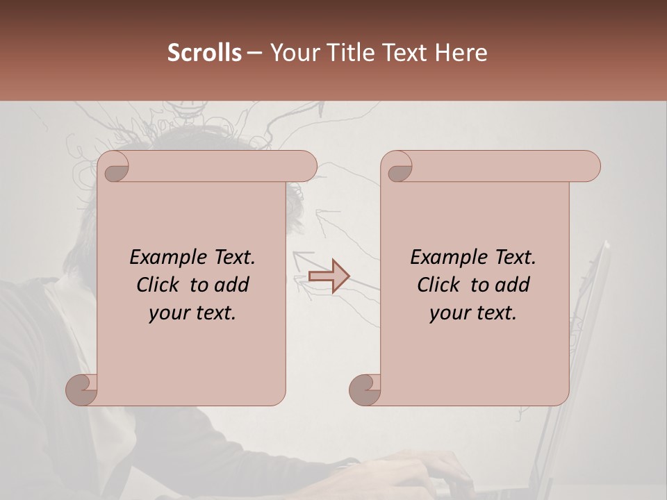 A Man Sitting At A Desk With A Laptop In Front Of His Head PowerPoint Template