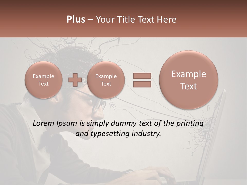 A Man Sitting At A Desk With A Laptop In Front Of His Head PowerPoint Template