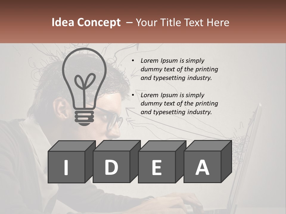 A Man Sitting At A Desk With A Laptop In Front Of His Head PowerPoint Template