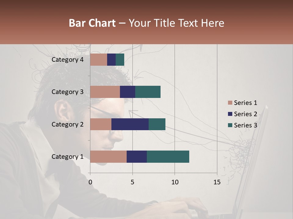 A Man Sitting At A Desk With A Laptop In Front Of His Head PowerPoint Template