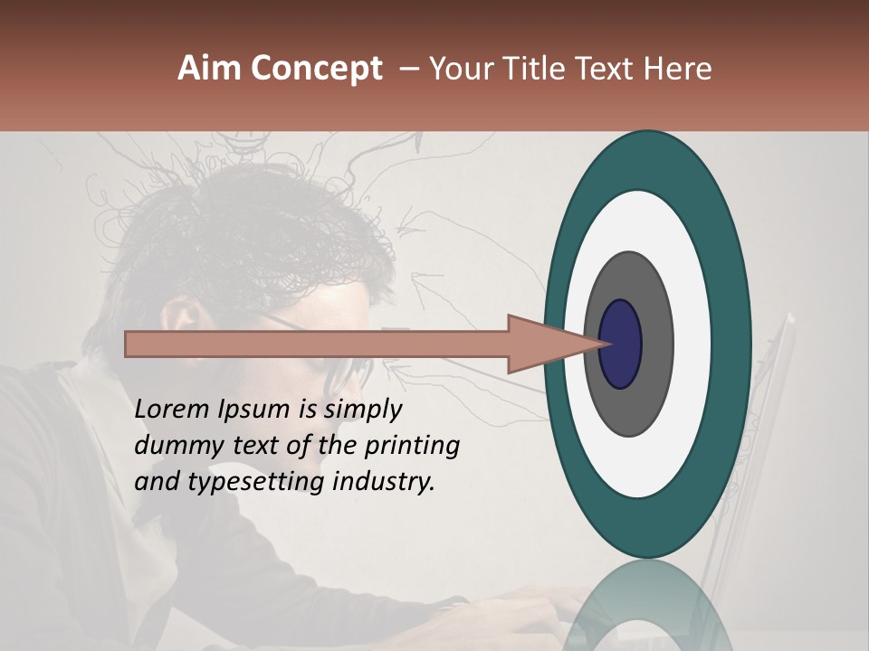 A Man Sitting At A Desk With A Laptop In Front Of His Head PowerPoint Template
