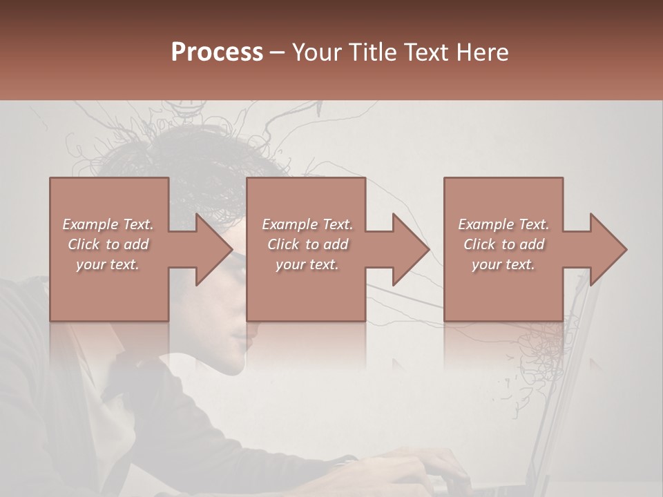 A Man Sitting At A Desk With A Laptop In Front Of His Head PowerPoint Template