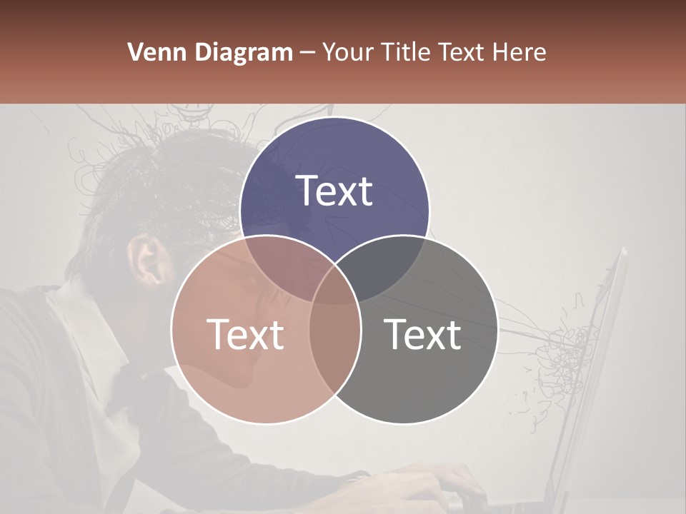 A Man Sitting At A Desk With A Laptop In Front Of His Head PowerPoint Template