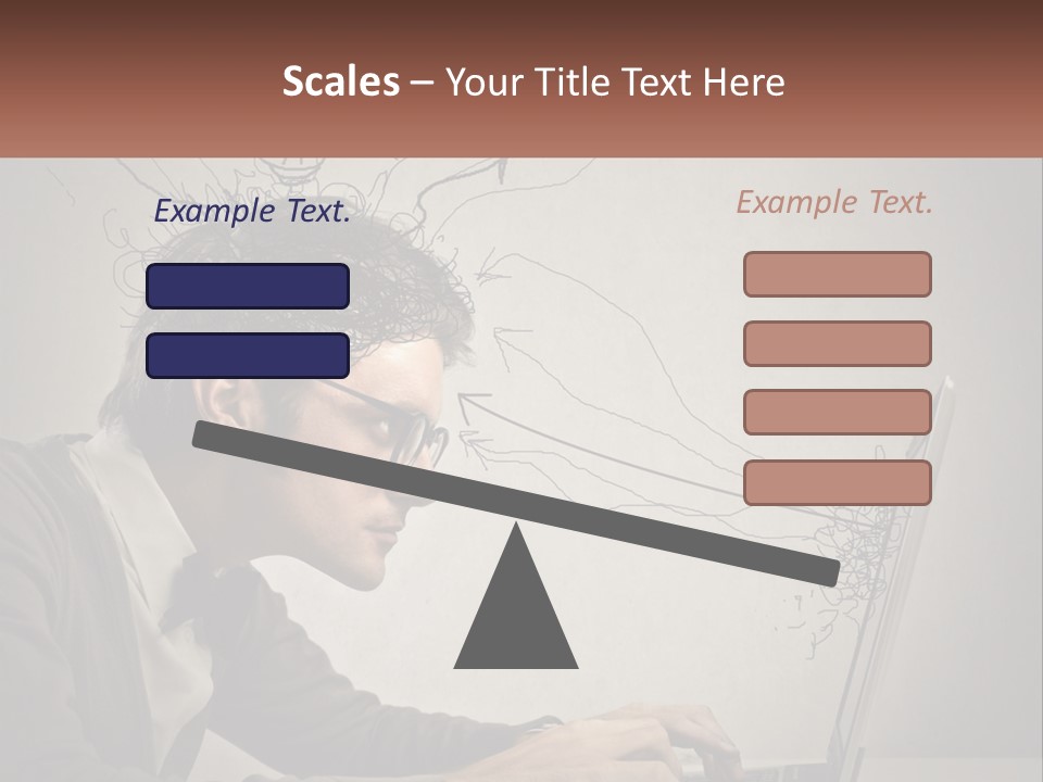 A Man Sitting At A Desk With A Laptop In Front Of His Head PowerPoint Template
