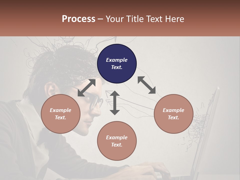 A Man Sitting At A Desk With A Laptop In Front Of His Head PowerPoint Template