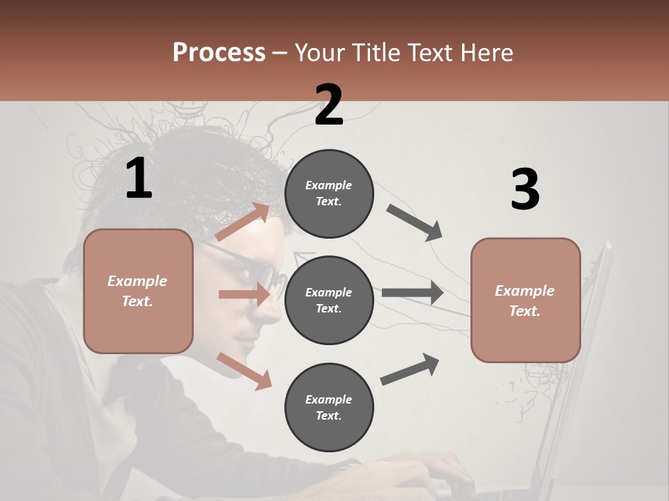 A Man Sitting At A Desk With A Laptop In Front Of His Head PowerPoint Template
