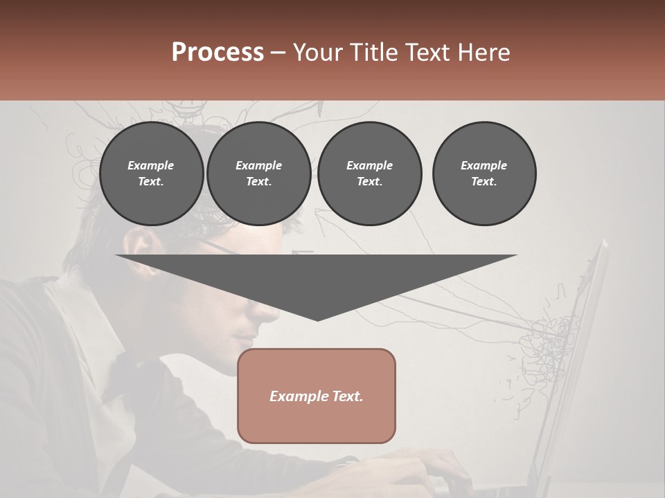 A Man Sitting At A Desk With A Laptop In Front Of His Head PowerPoint Template