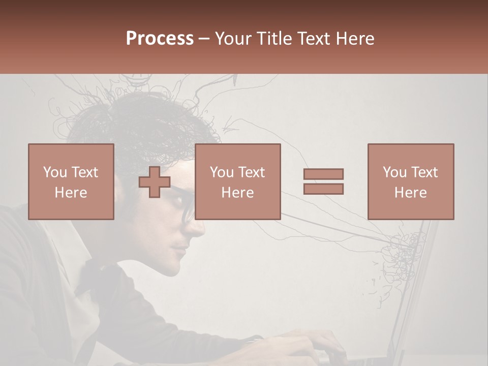 A Man Sitting At A Desk With A Laptop In Front Of His Head PowerPoint Template
