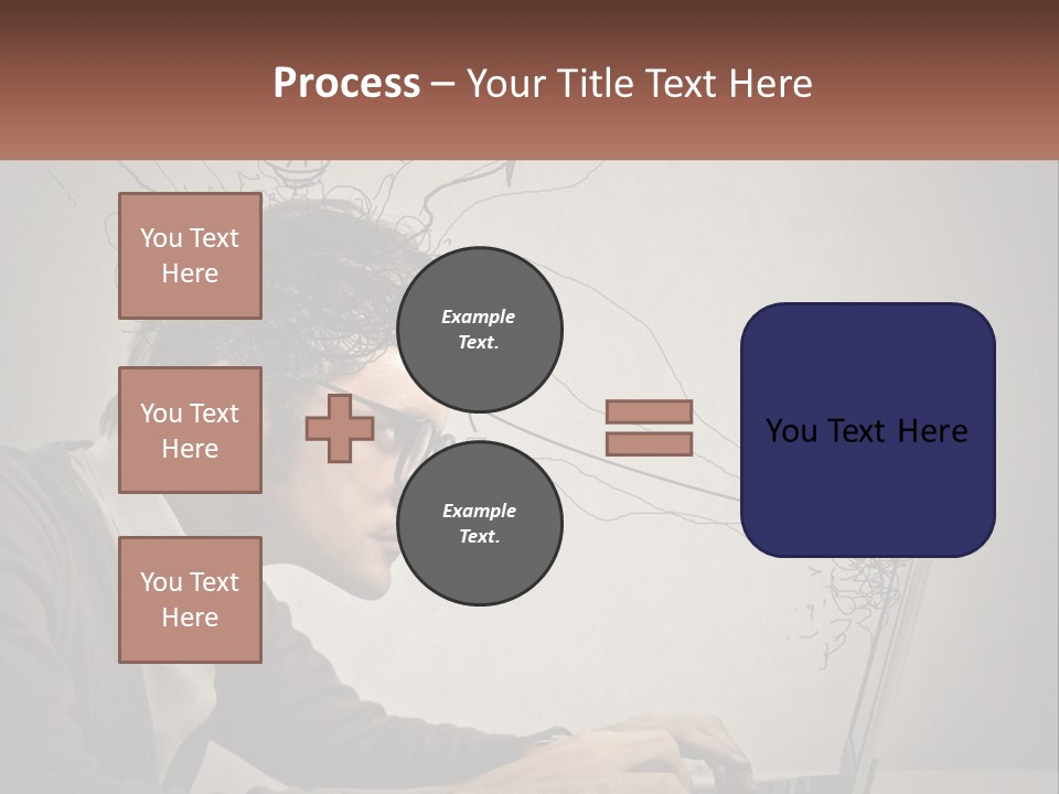 A Man Sitting At A Desk With A Laptop In Front Of His Head PowerPoint Template