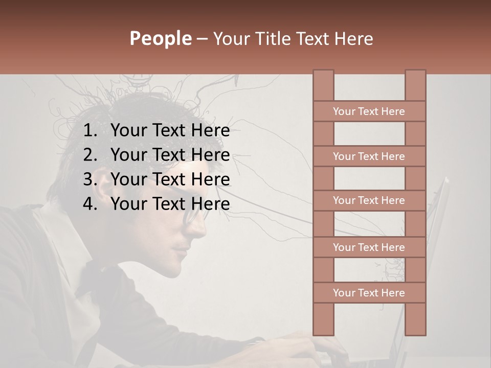 A Man Sitting At A Desk With A Laptop In Front Of His Head PowerPoint Template