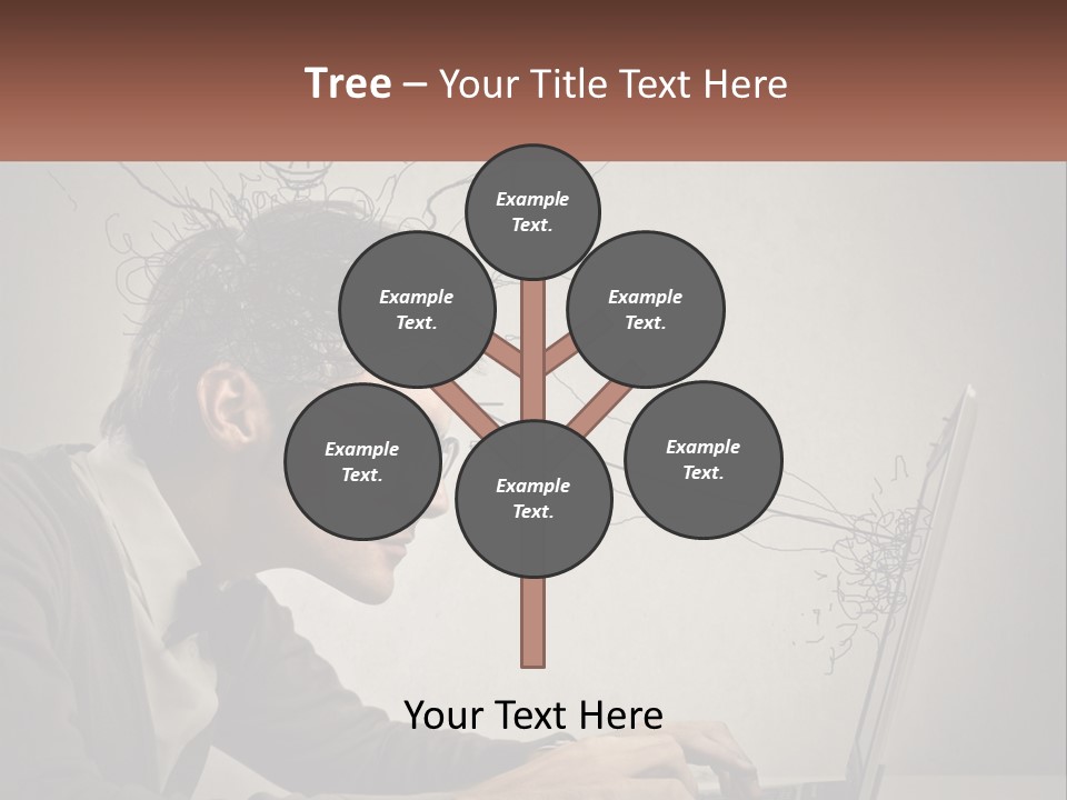 A Man Sitting At A Desk With A Laptop In Front Of His Head PowerPoint Template
