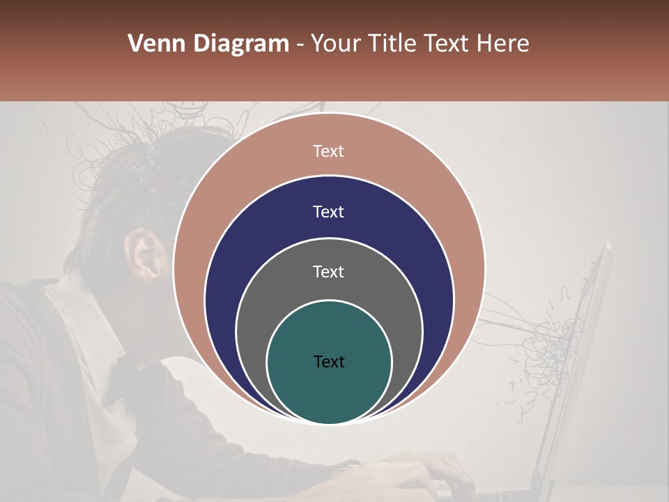A Man Sitting At A Desk With A Laptop In Front Of His Head PowerPoint Template