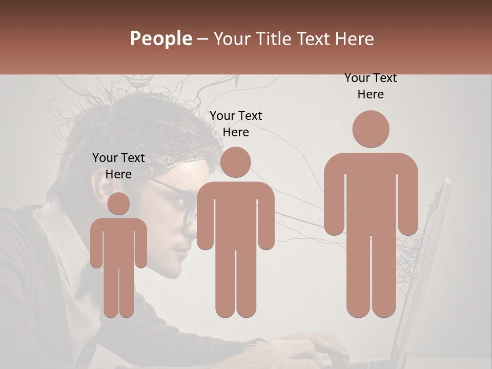 A Man Sitting At A Desk With A Laptop In Front Of His Head PowerPoint Template