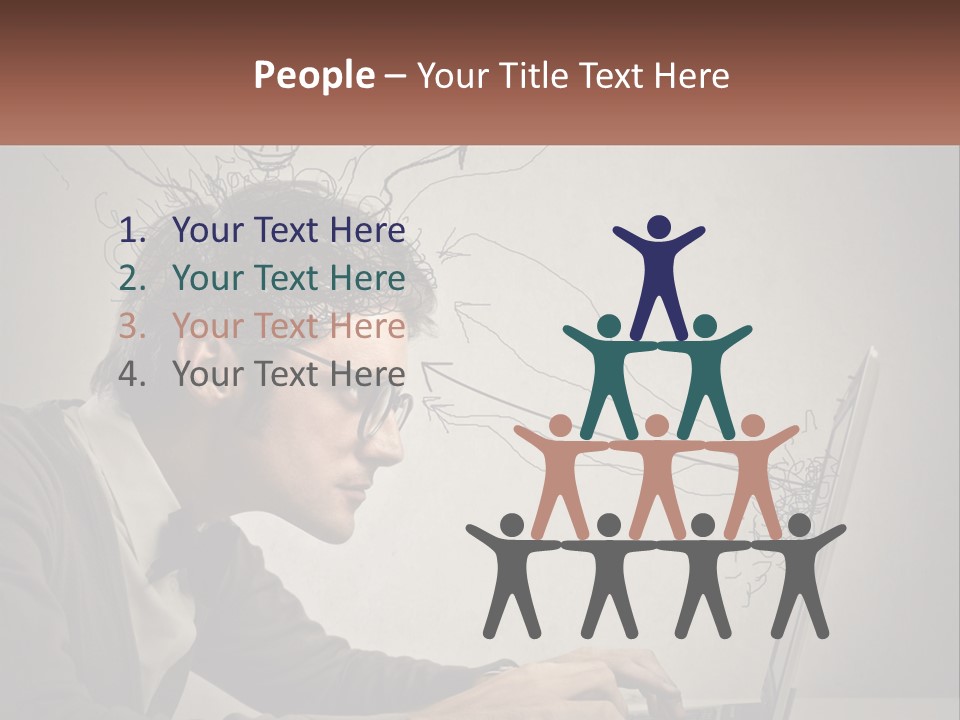 A Man Sitting At A Desk With A Laptop In Front Of His Head PowerPoint Template