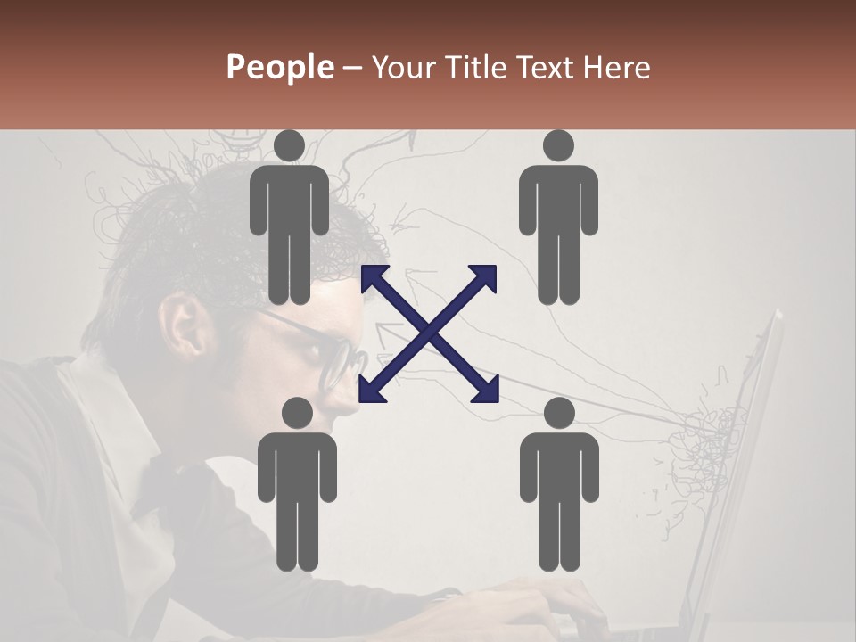 A Man Sitting At A Desk With A Laptop In Front Of His Head PowerPoint Template