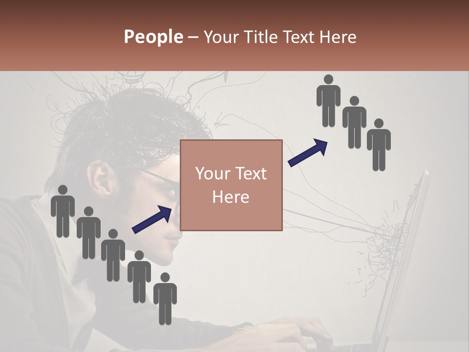 A Man Sitting At A Desk With A Laptop In Front Of His Head PowerPoint Template