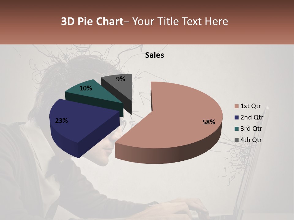A Man Sitting At A Desk With A Laptop In Front Of His Head PowerPoint Template