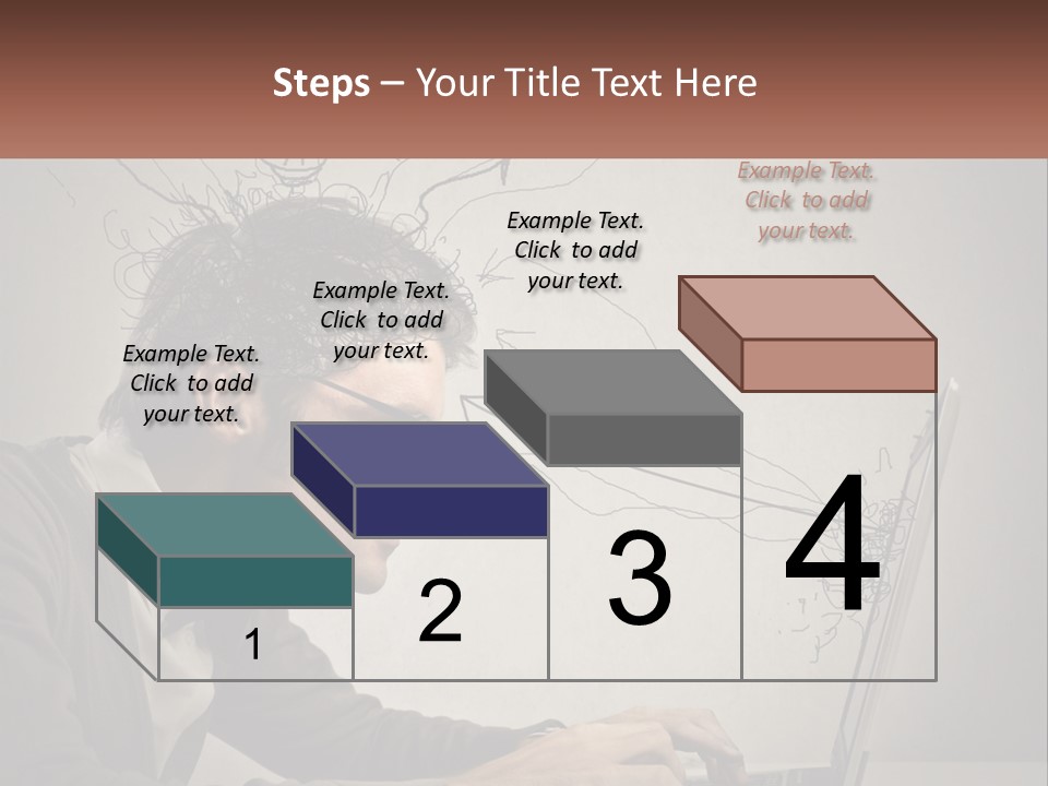 A Man Sitting At A Desk With A Laptop In Front Of His Head PowerPoint Template