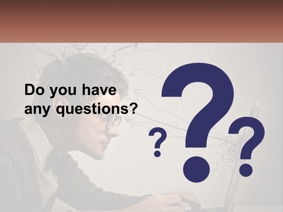 A Man Sitting At A Desk With A Laptop In Front Of His Head PowerPoint Template