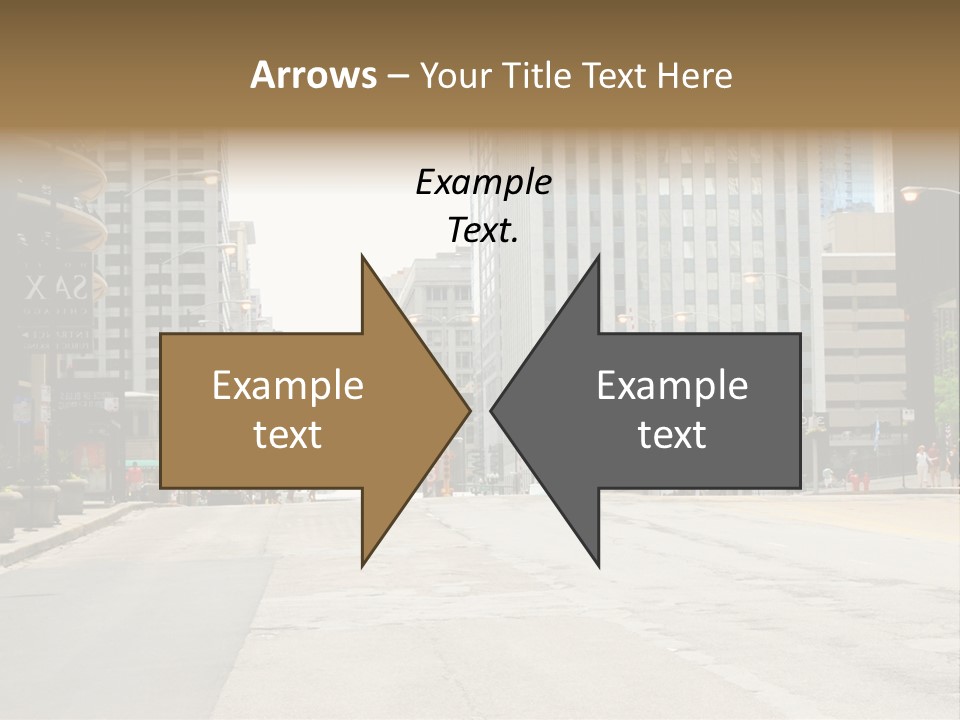 A City Street With Tall Buildings And A Traffic Light PowerPoint Template