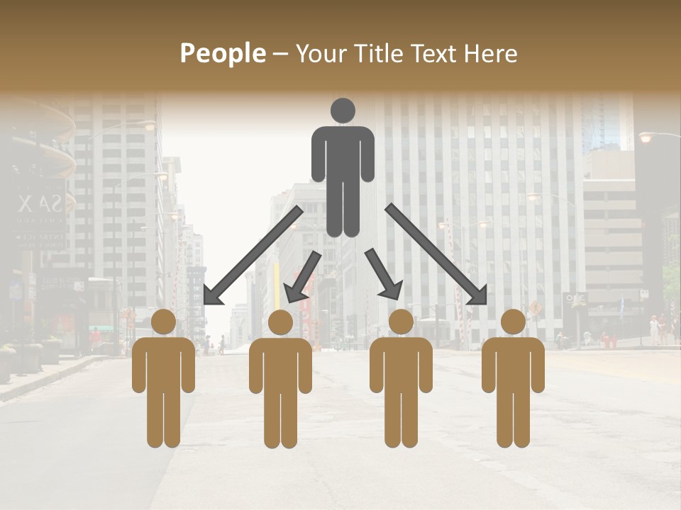 A City Street With Tall Buildings And A Traffic Light PowerPoint Template