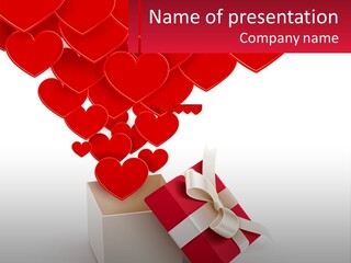 A Present Box With Hearts Coming Out Of It PowerPoint Template