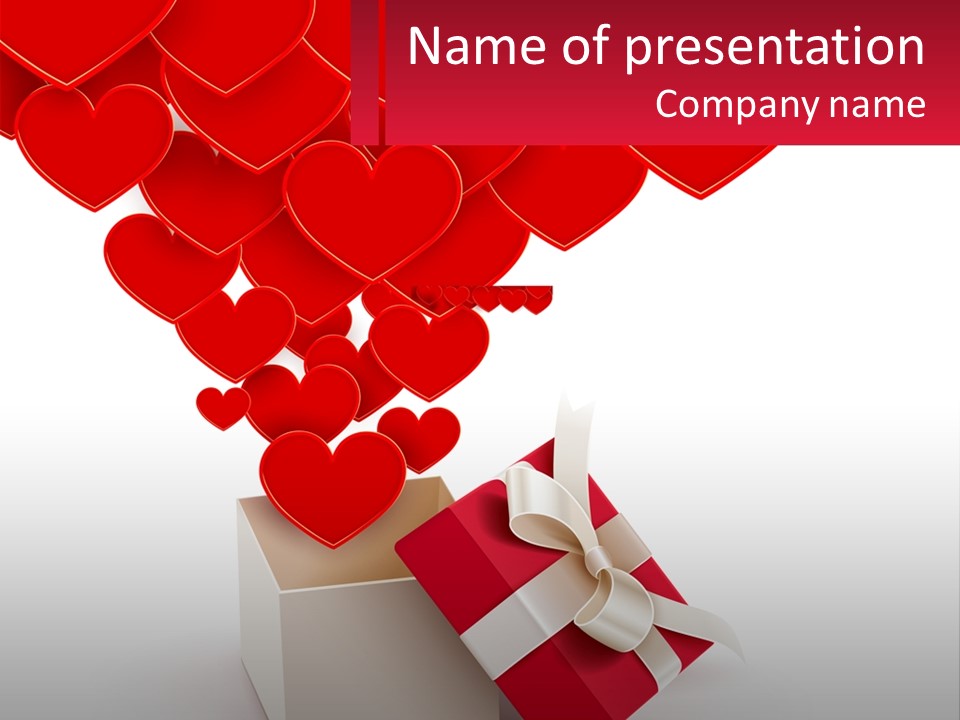 A Present Box With Hearts Coming Out Of It PowerPoint Template