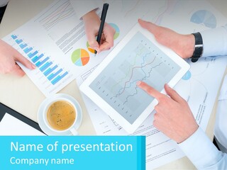 A Group Of People Sitting Around A Table With A Tablet PowerPoint Template
