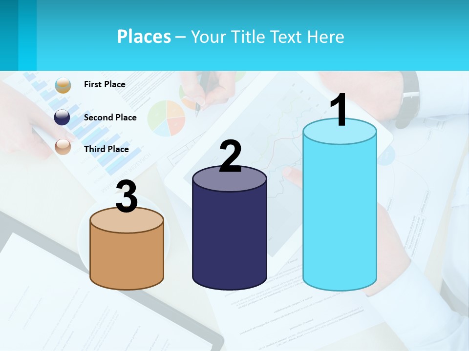 A Group Of People Sitting Around A Table With A Tablet PowerPoint Template