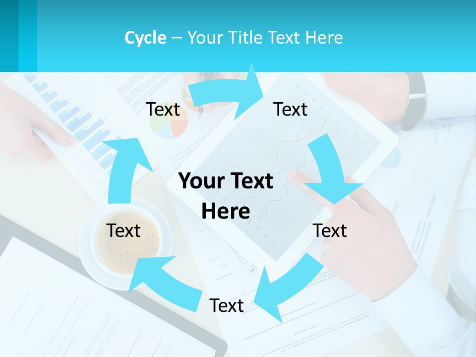 A Group Of People Sitting Around A Table With A Tablet PowerPoint Template