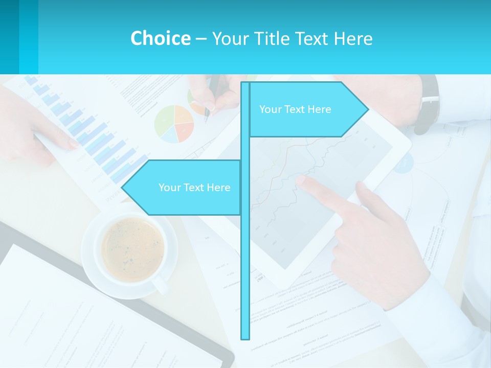A Group Of People Sitting Around A Table With A Tablet PowerPoint Template