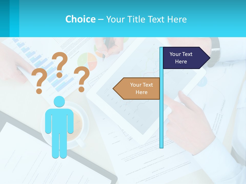 A Group Of People Sitting Around A Table With A Tablet PowerPoint Template