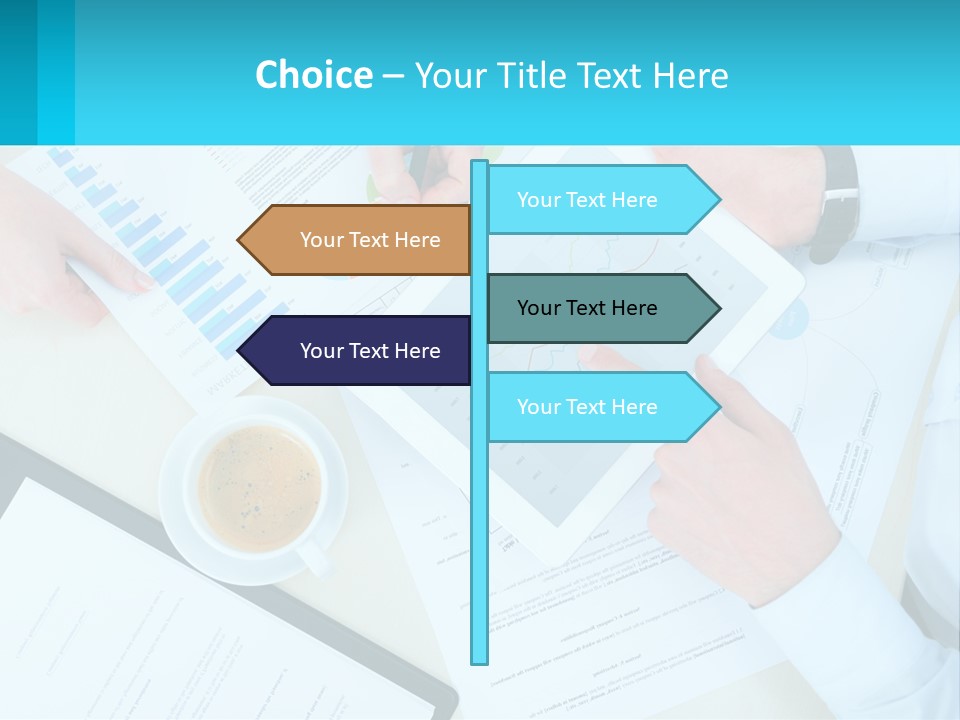A Group Of People Sitting Around A Table With A Tablet PowerPoint Template