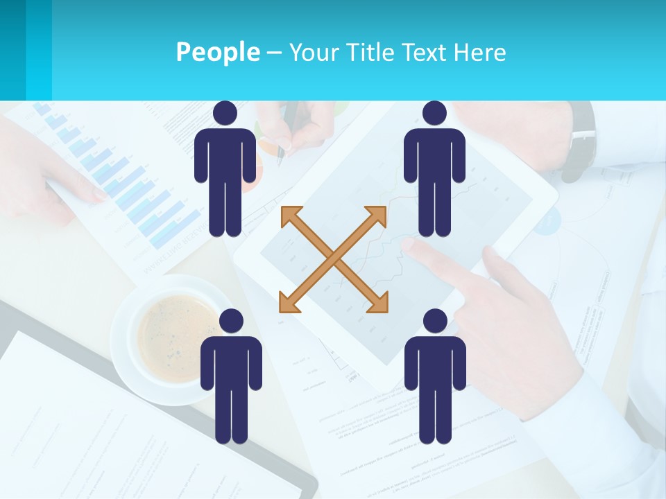 A Group Of People Sitting Around A Table With A Tablet PowerPoint Template