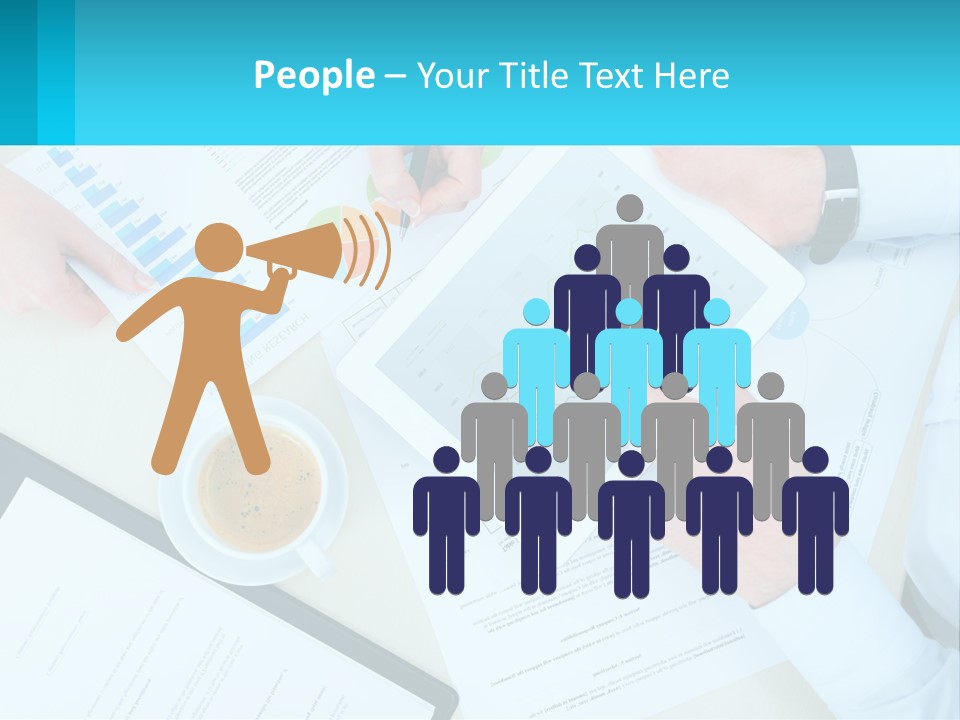 A Group Of People Sitting Around A Table With A Tablet PowerPoint Template