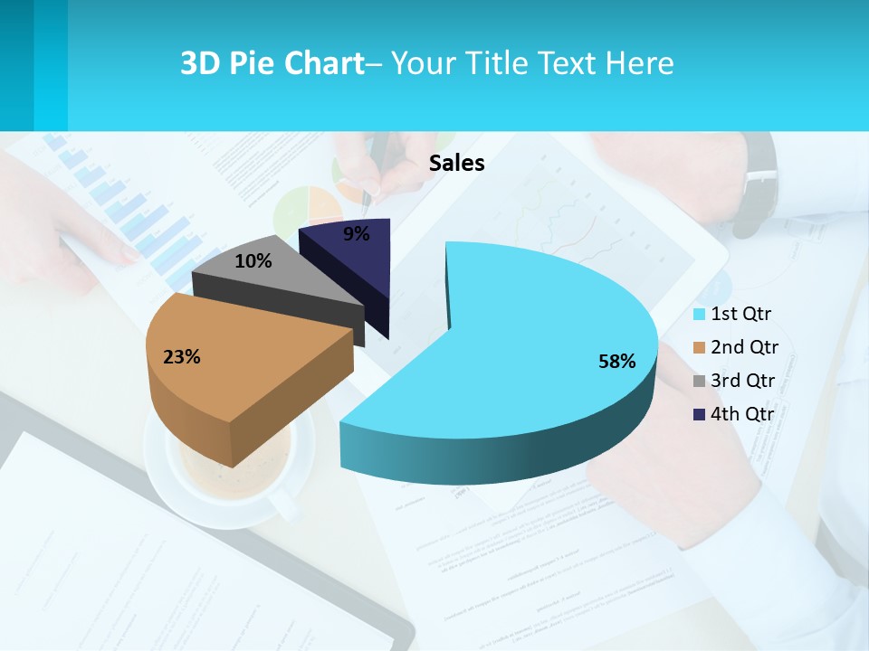 A Group Of People Sitting Around A Table With A Tablet PowerPoint Template