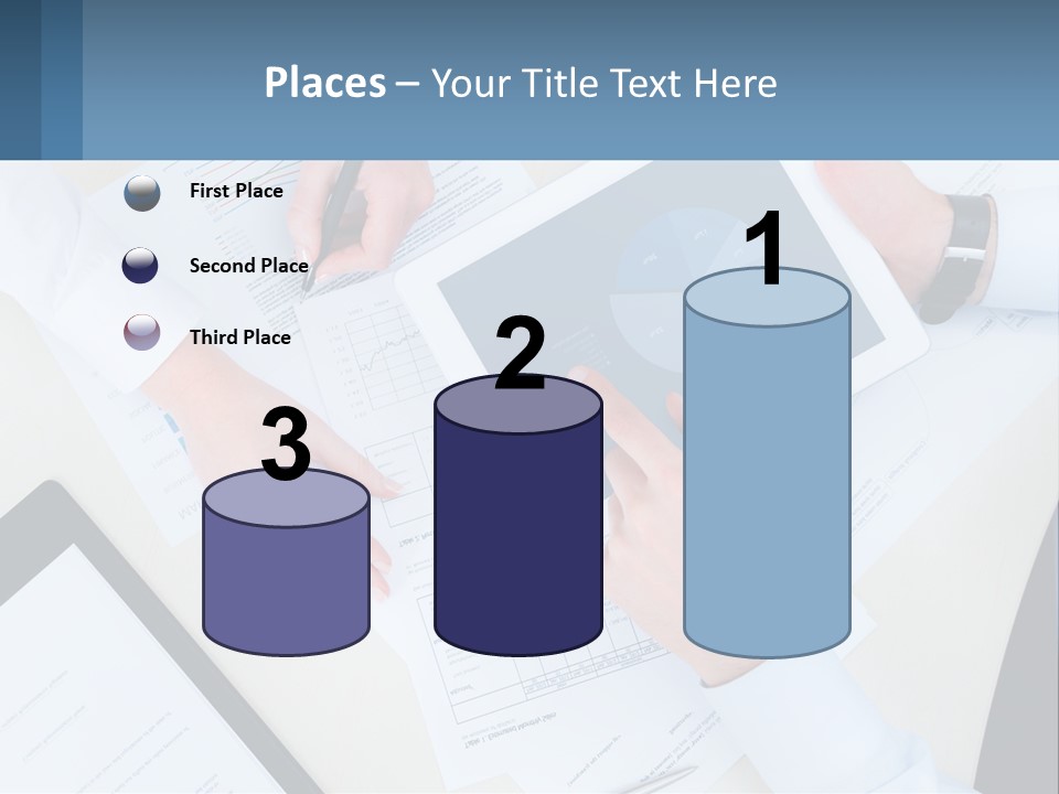 A Group Of People Sitting At A Table With A Tablet PowerPoint Template